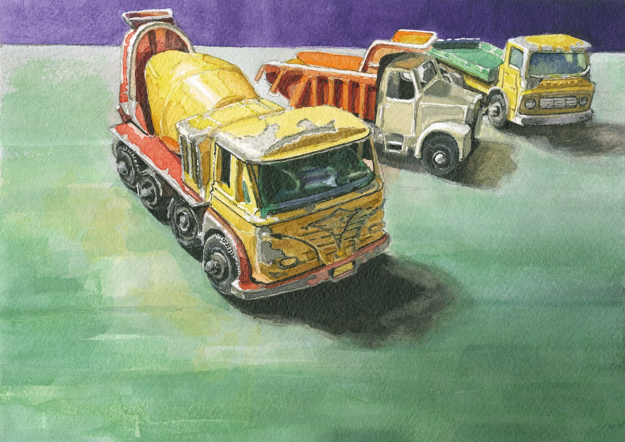 Vintage Toy Truck Watercolor, Nostalgic Childhood Art