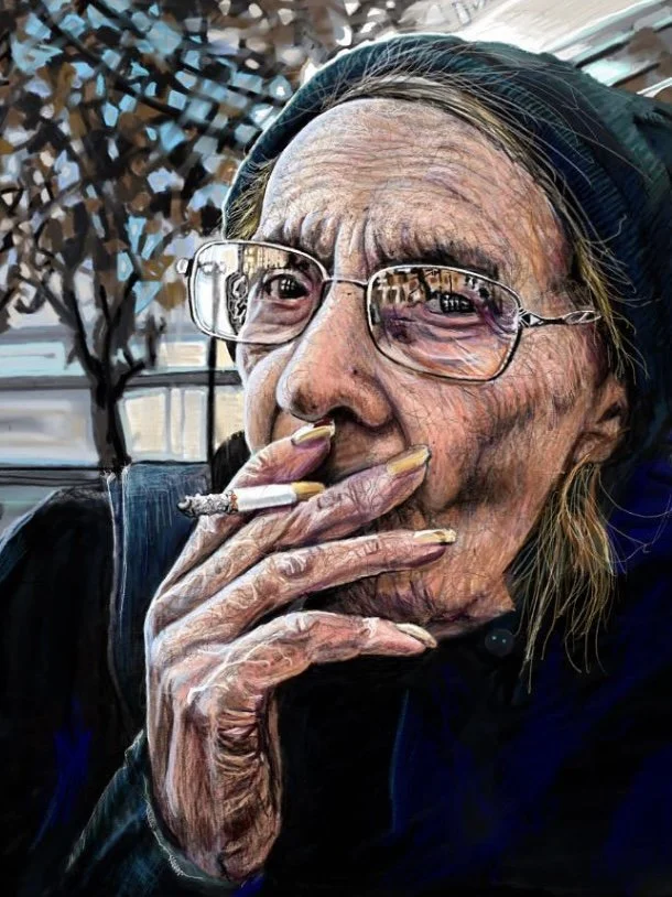 The Smoking Maiden, iPad sketchbook, 2022