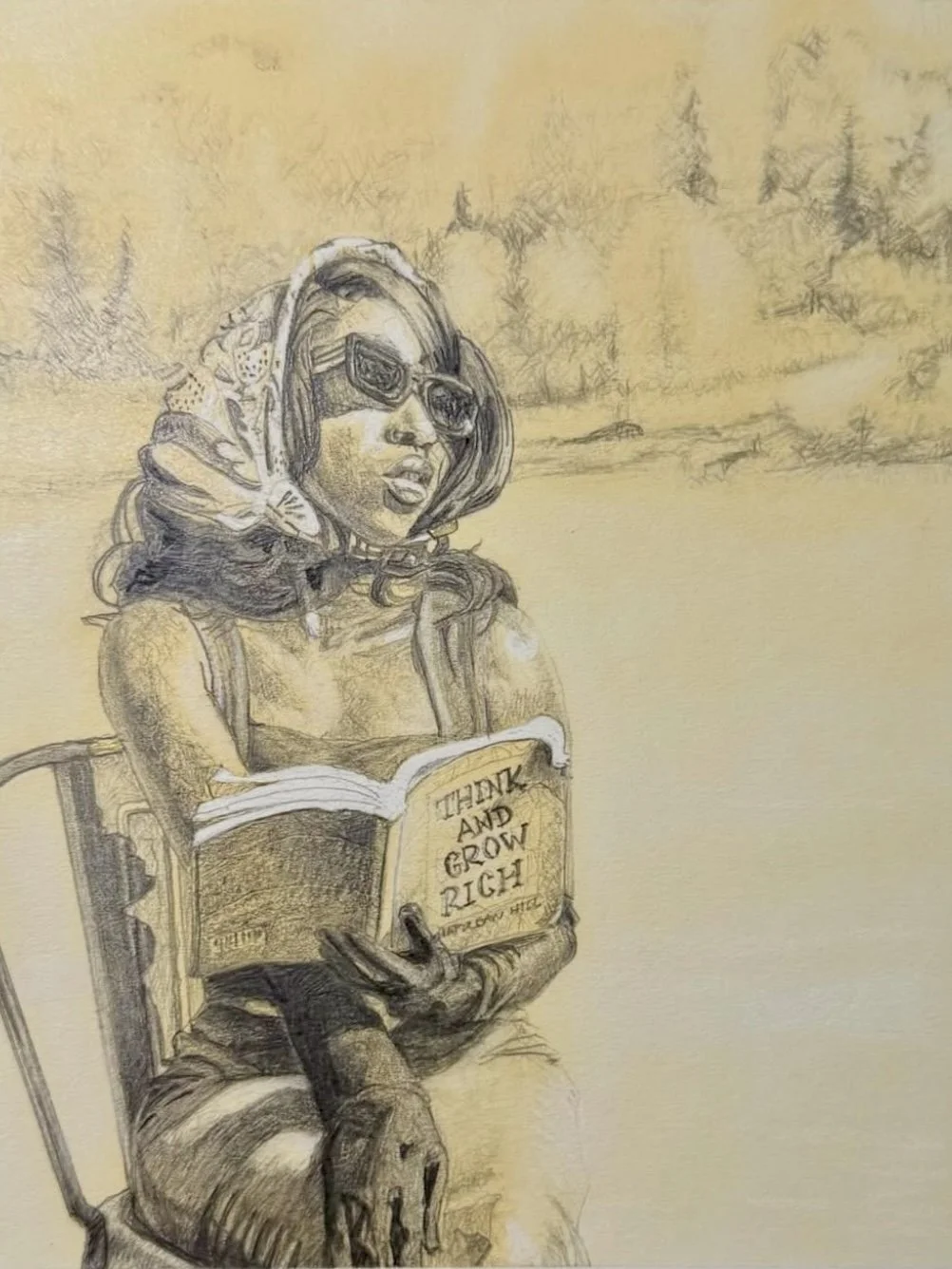 Think and Grow Rich, 8x10, mixed media on paper, 2024