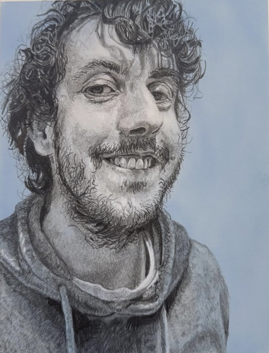 Justin, 8x10, mixed media on illustration board, 2024