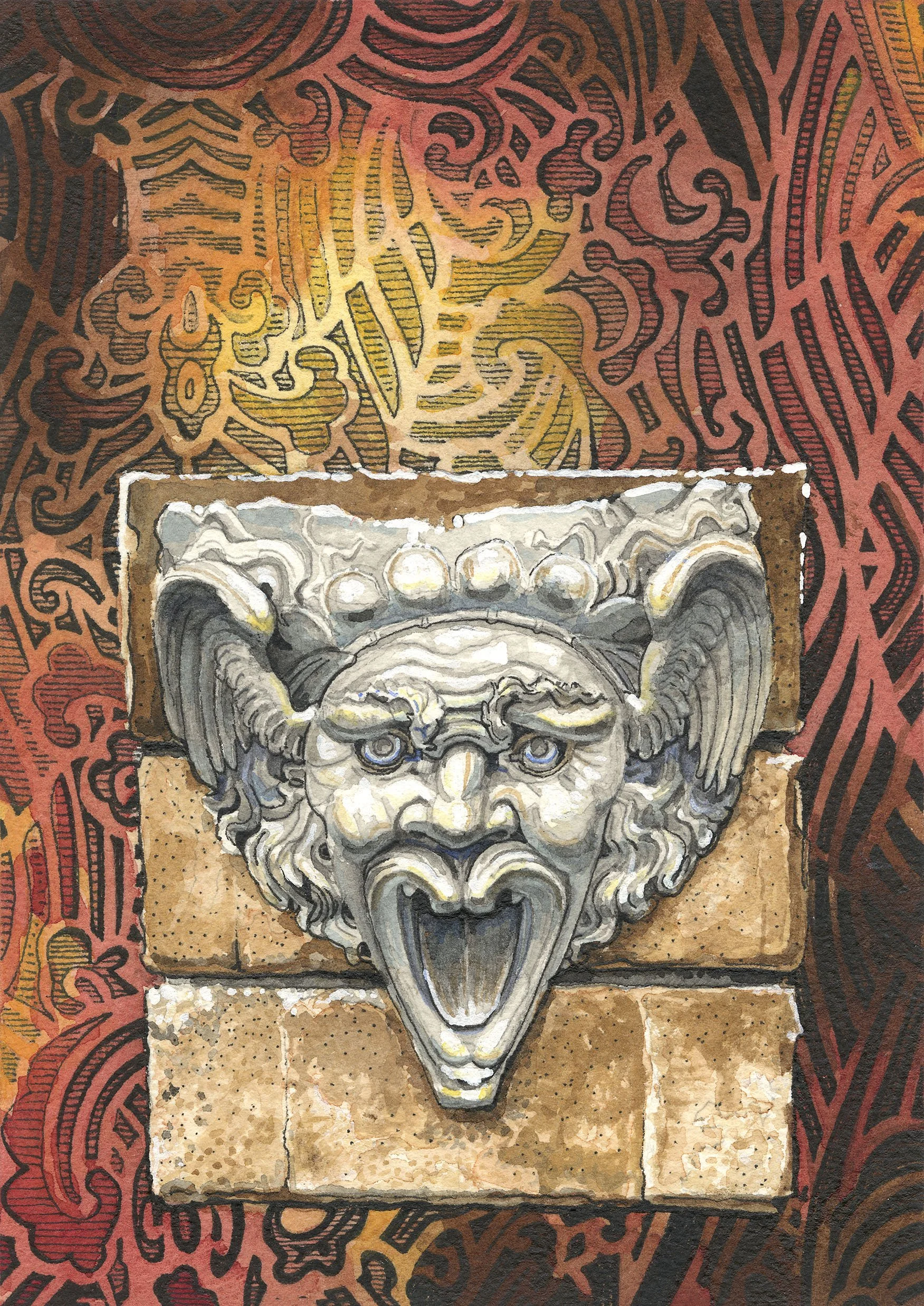 Gargoyle | Original Watercolor Painting.