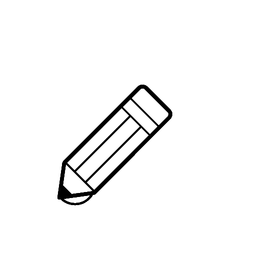 Illustration of a pencil with a sharpened tip pointing downward.