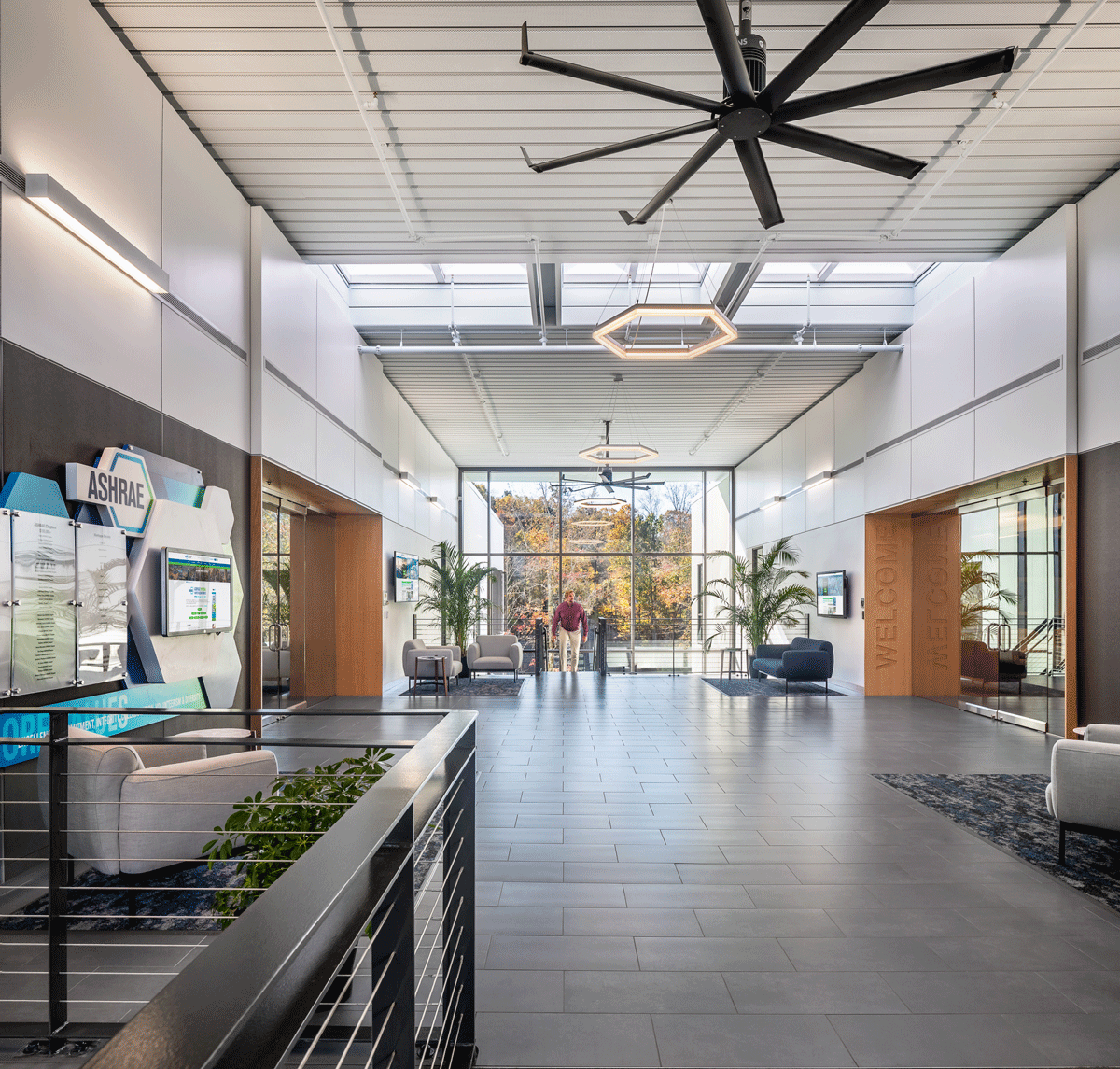 Lobby and common area of ASHRAE Net Zero Headquarters