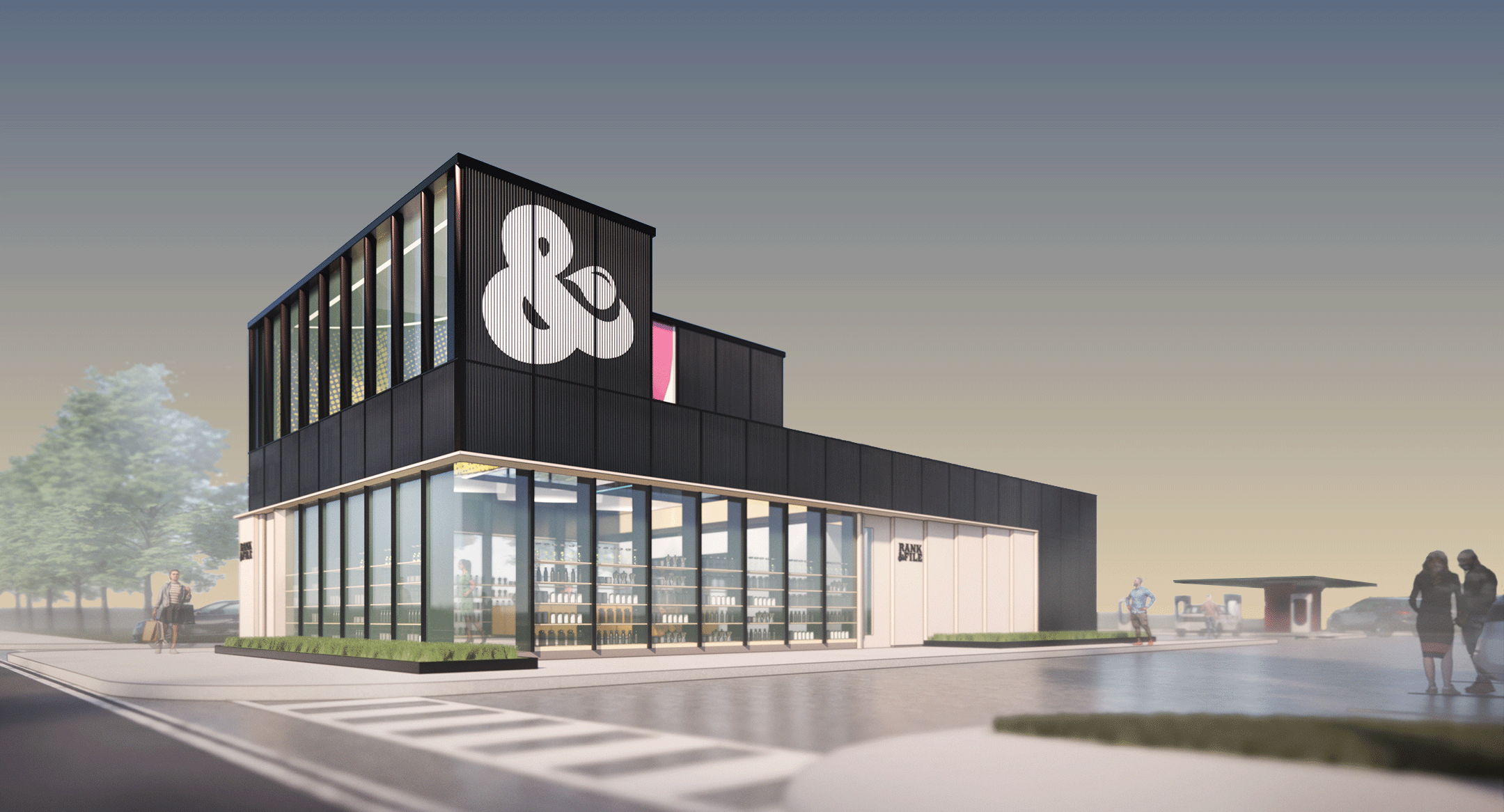 Rendering of modern restaurant and fast food retail space
