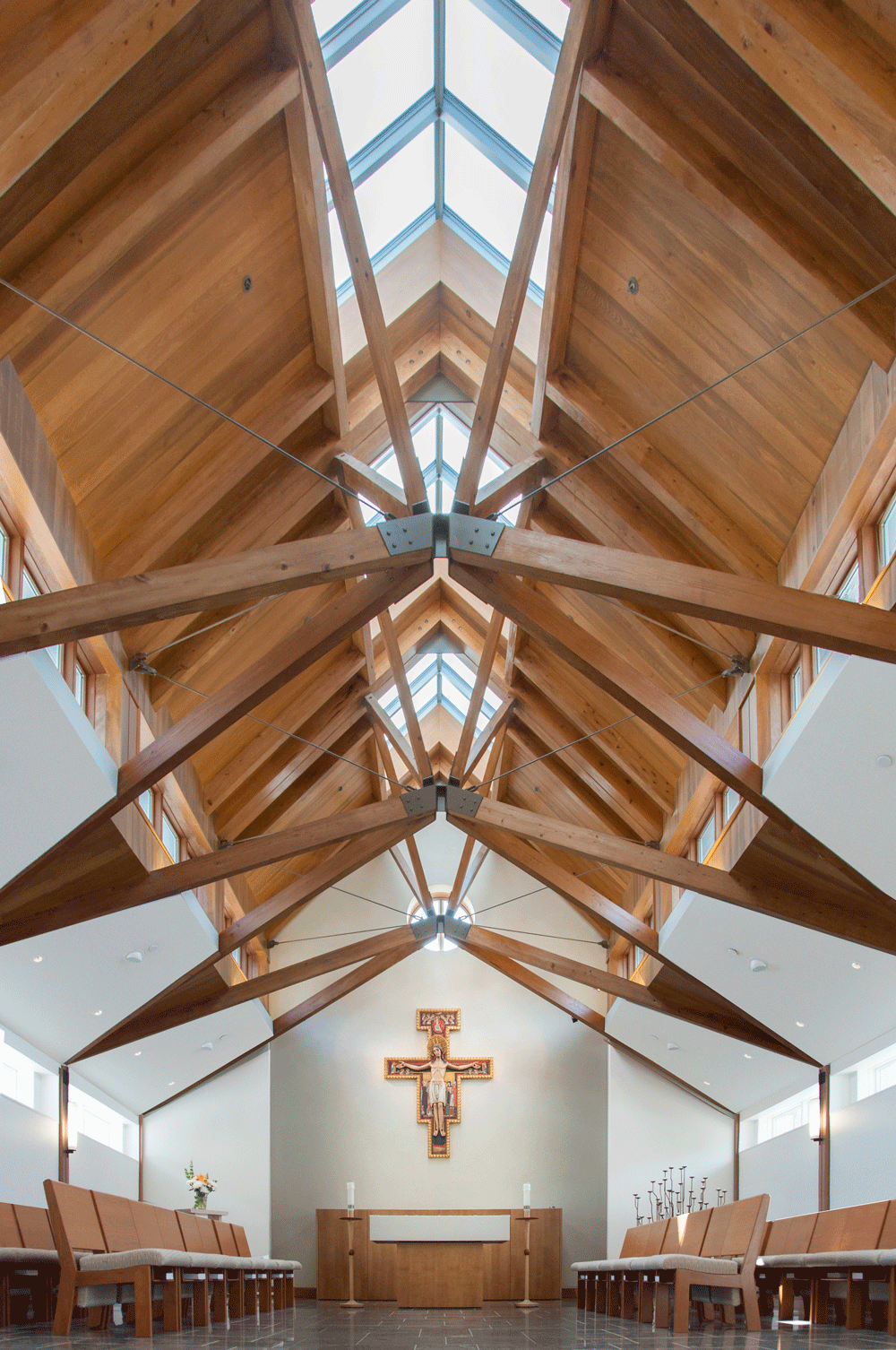 Ceiling of modern chapel design