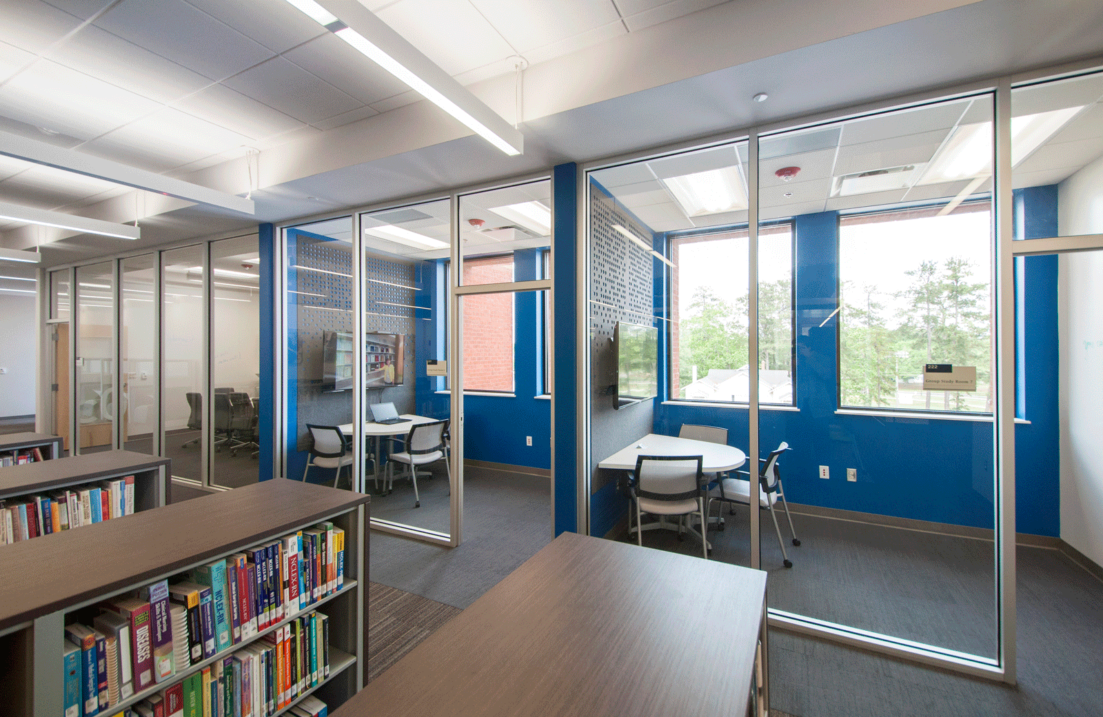 Modern study rooms in GSC Hightower Library