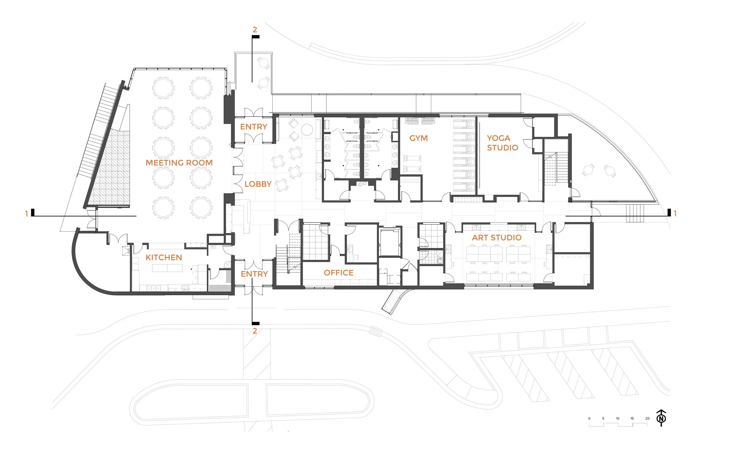 Site plan and map diagram of entire center