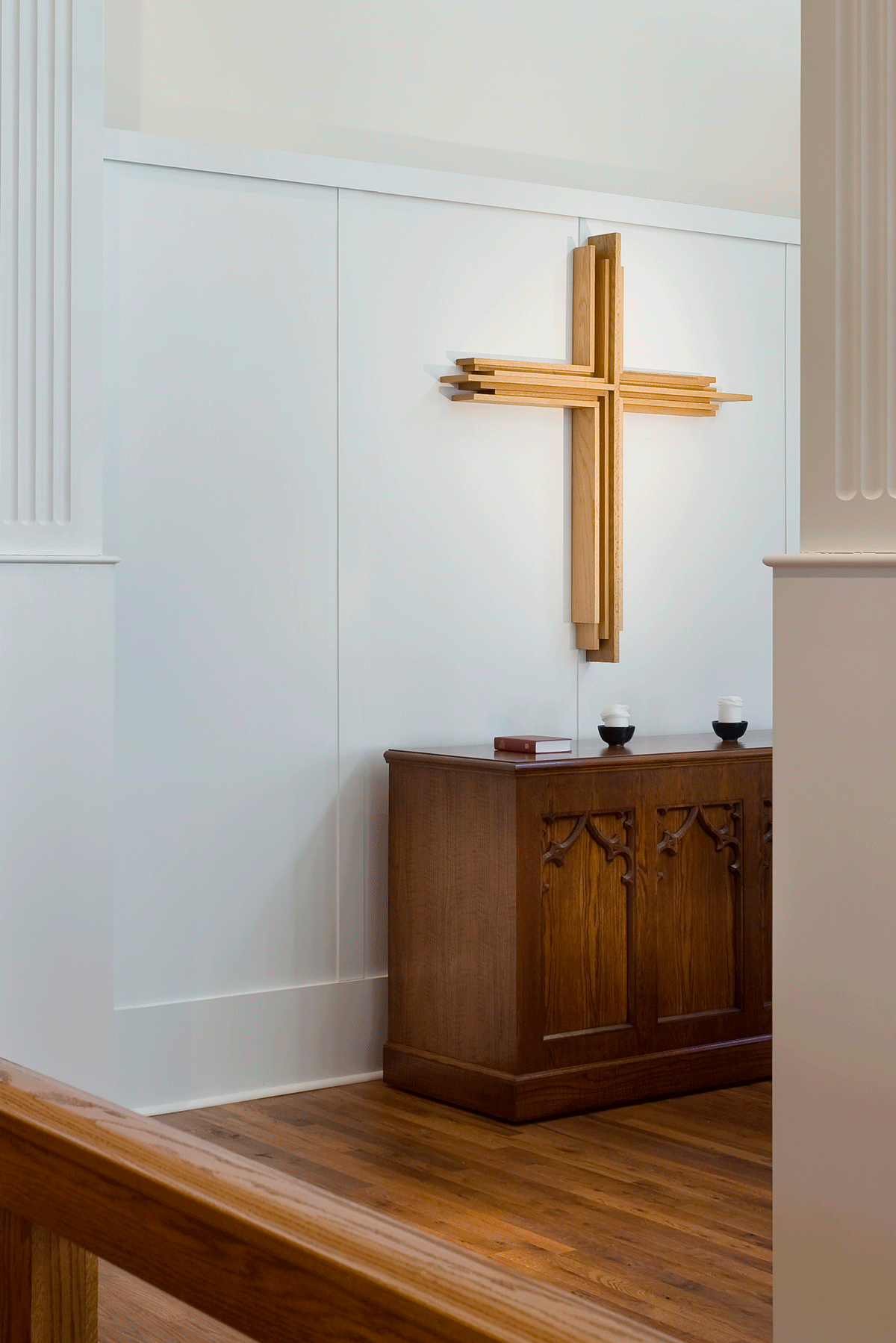 Cross in the wing of the church sanctuary