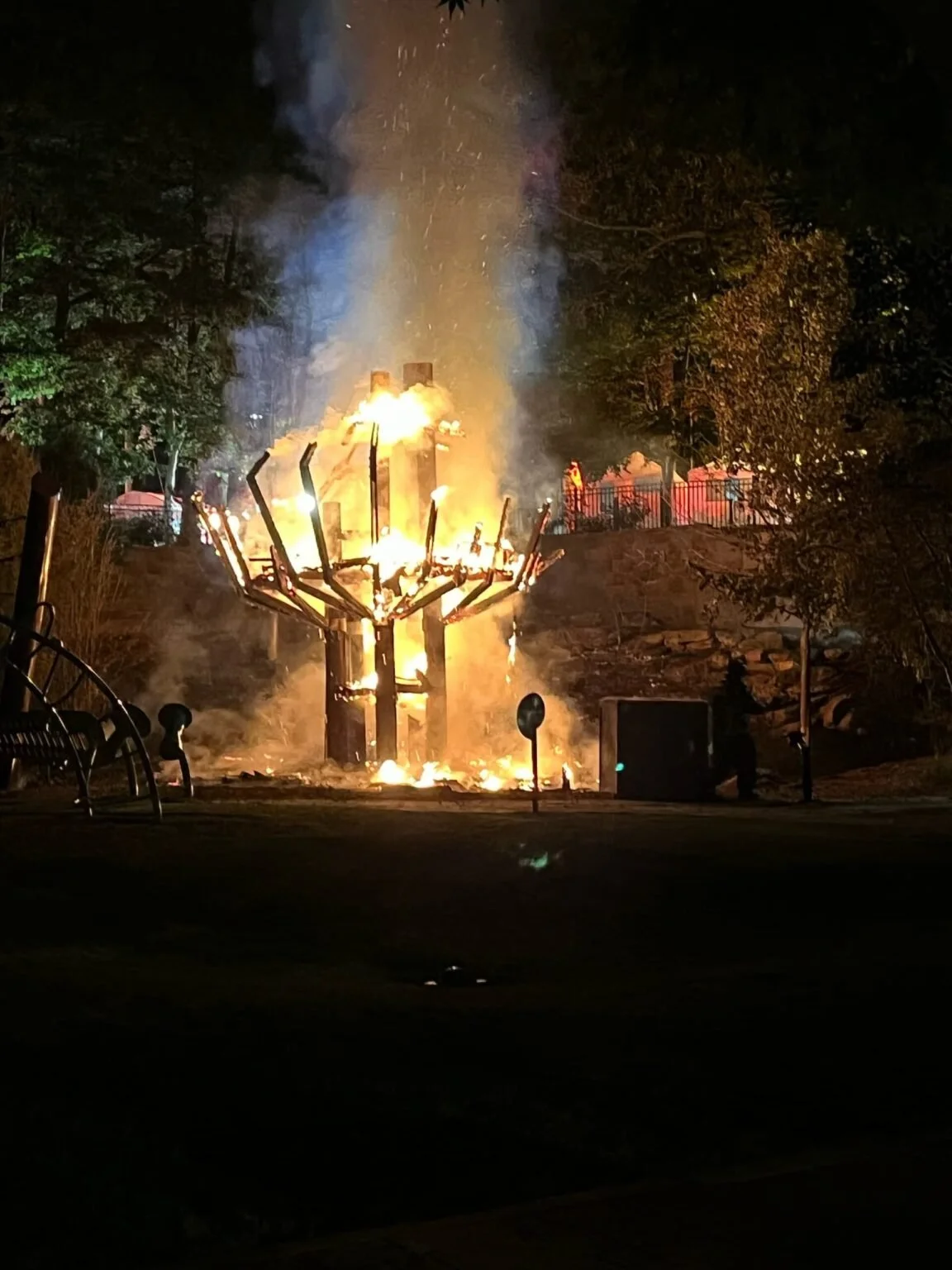 Treehouse on fire in Chastain Park