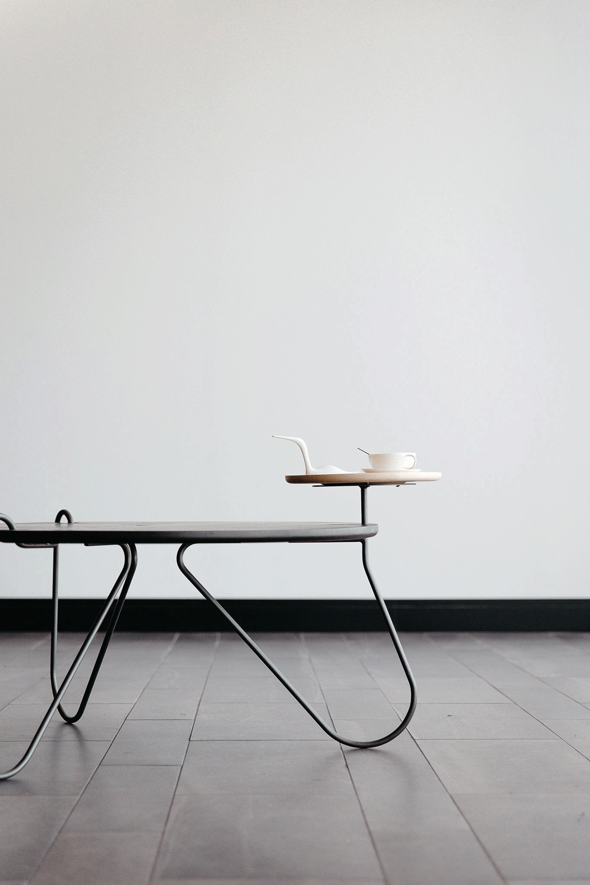 Modern and minimalist table leg detailing for custom designed coffee table