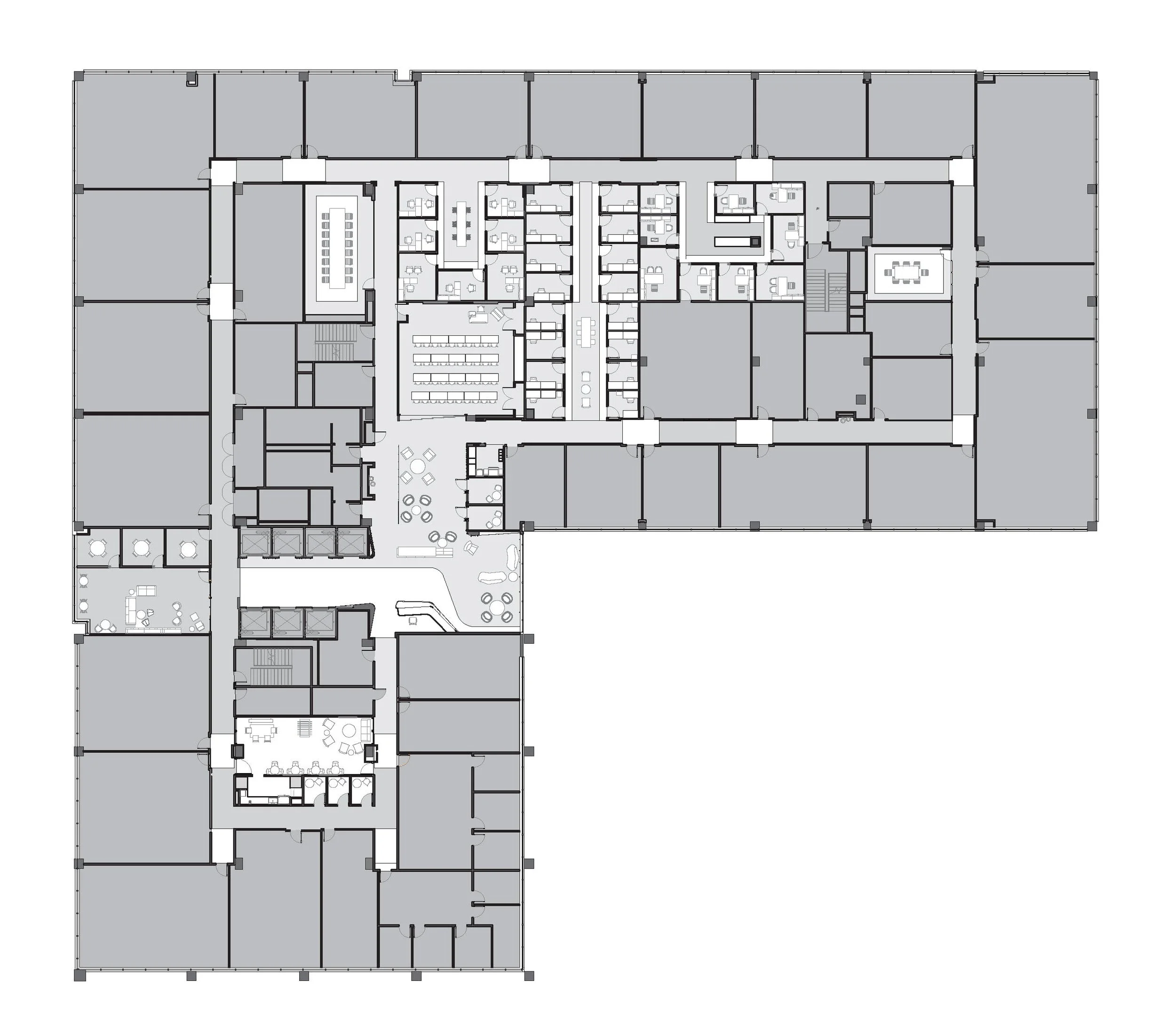 Office floor plan diagram to support collaboration and community