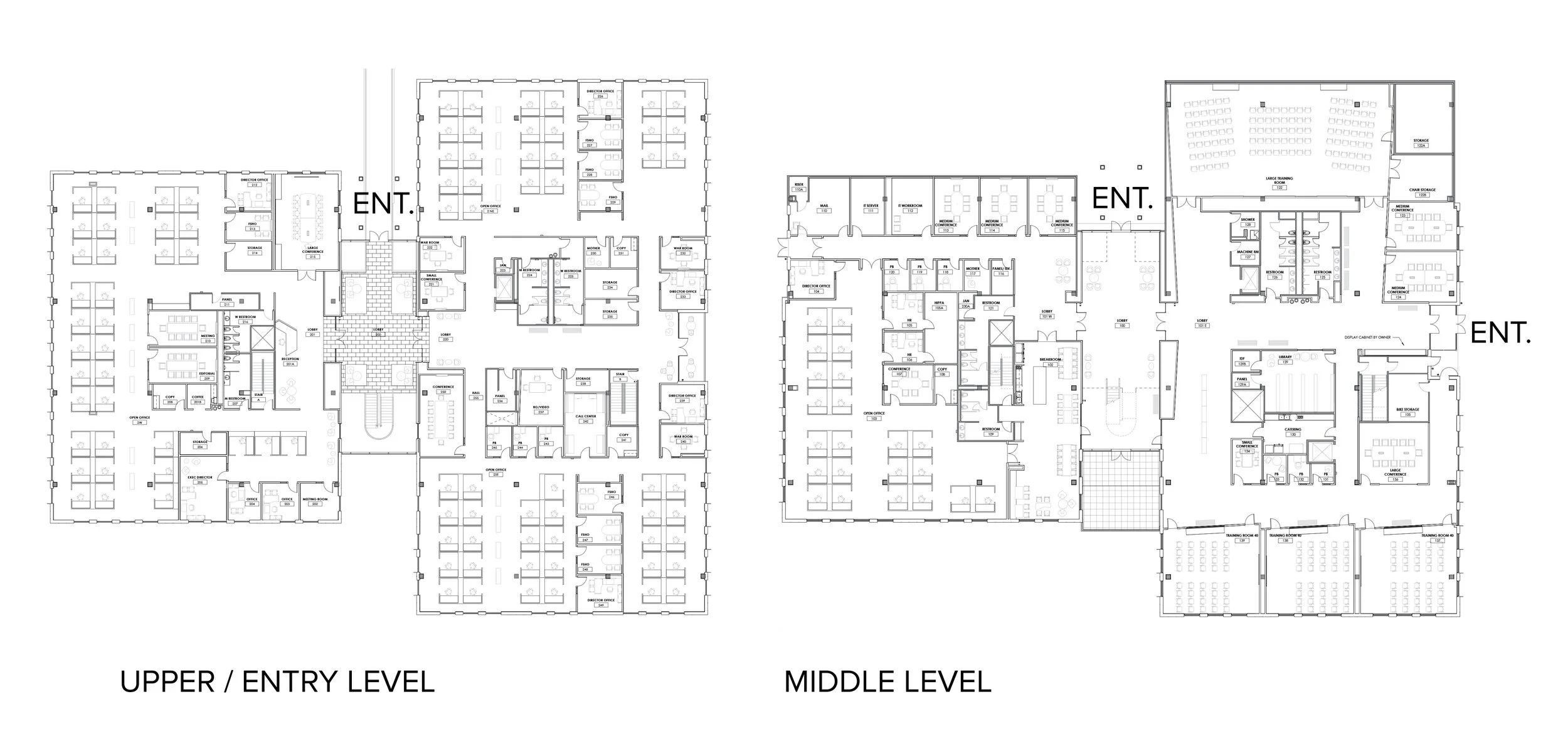 Multi-floor plan and diagram for entirety of headquarters