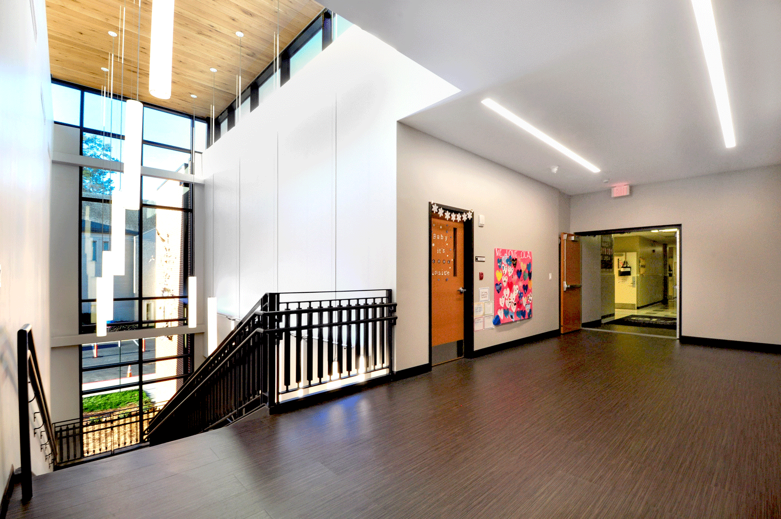 Top of staircase landing with natural light