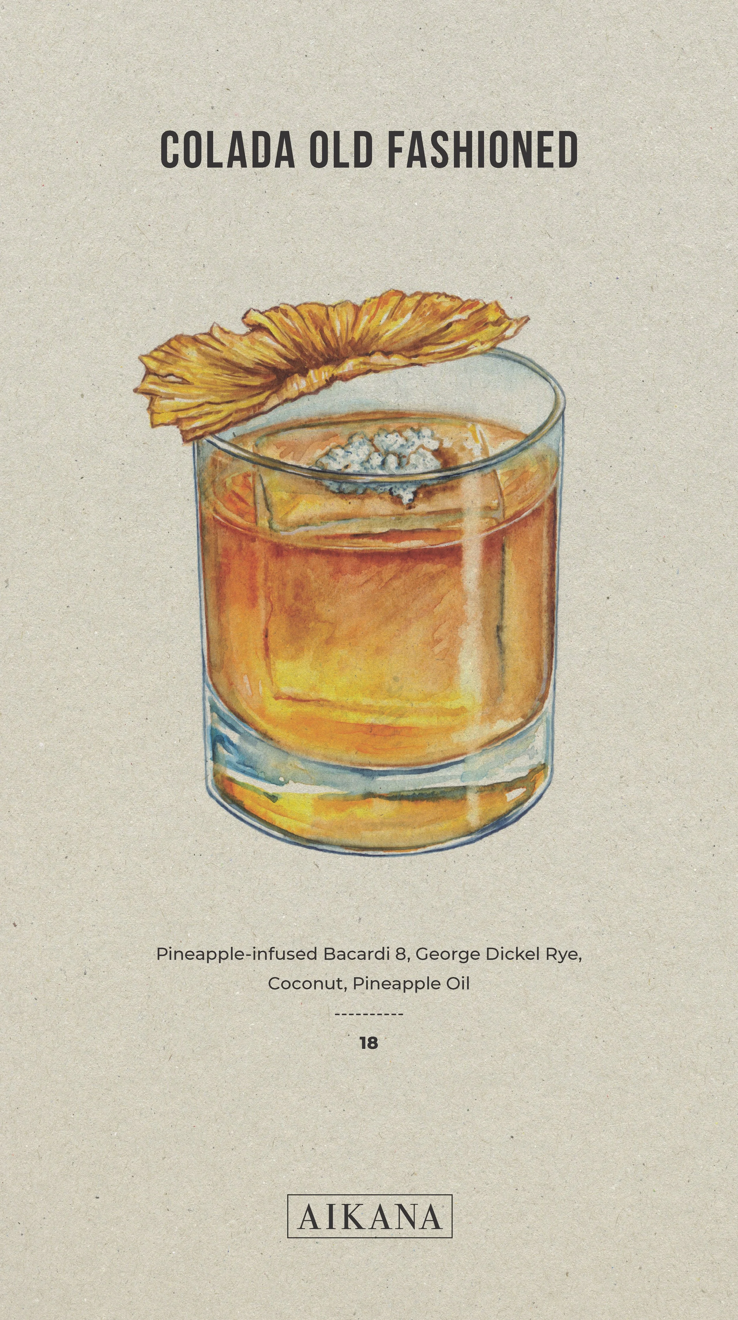 Cocktail Booklet designed for Aikana, a restaurant in Chicago's West Loop neighborhood.