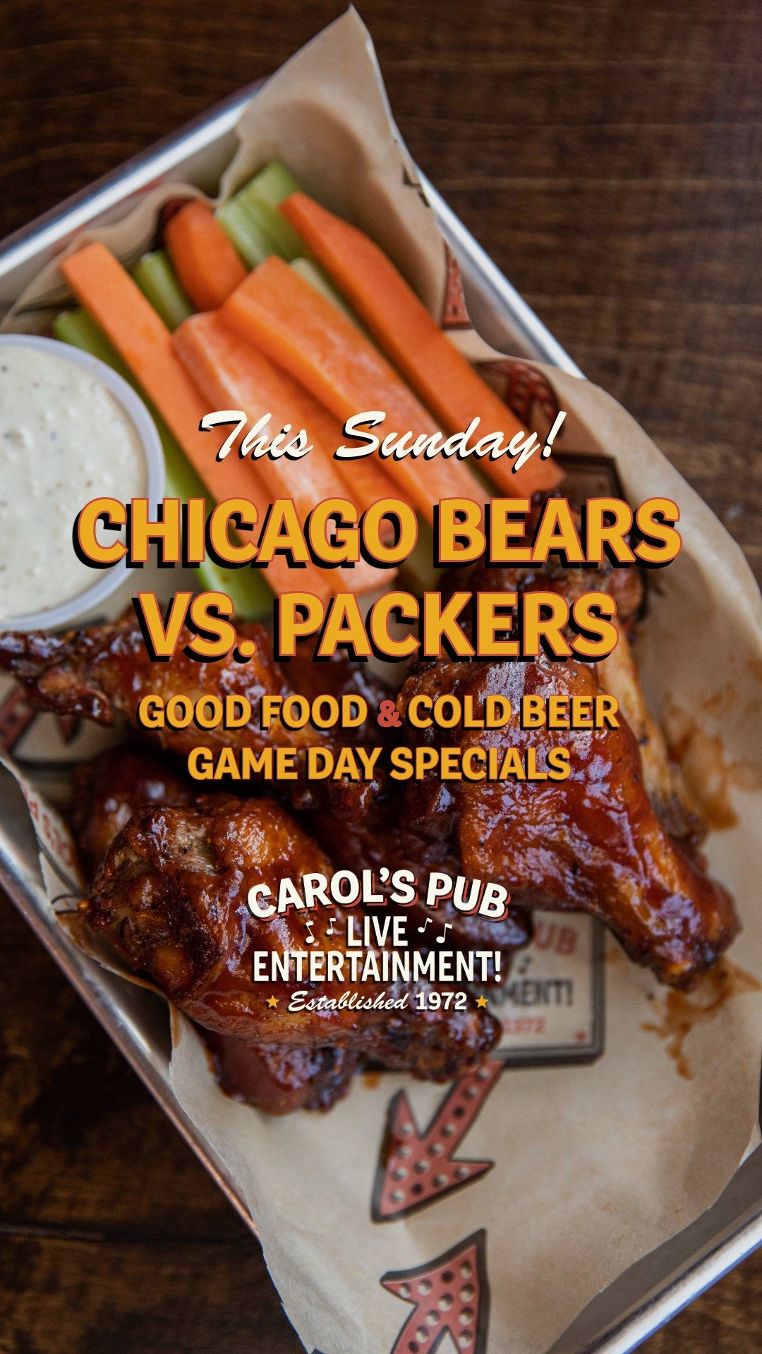 Sports bar food and event promotion