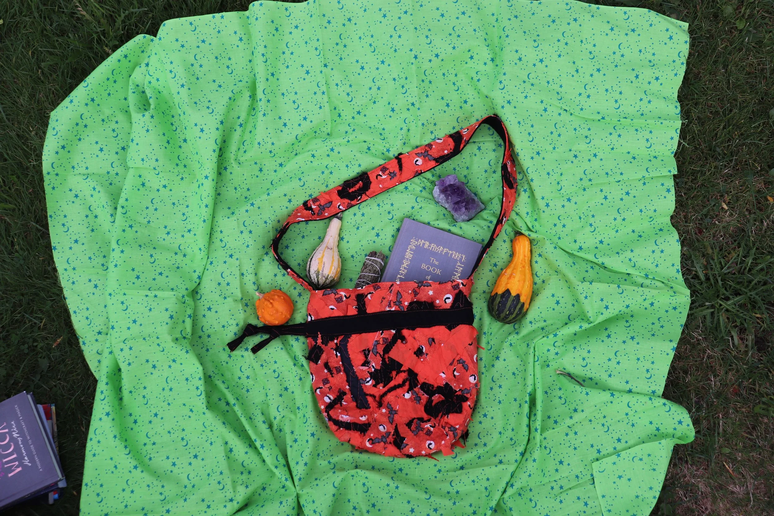 Batty Zero-Waste Halloween Scrap Tote Bag/ Purse