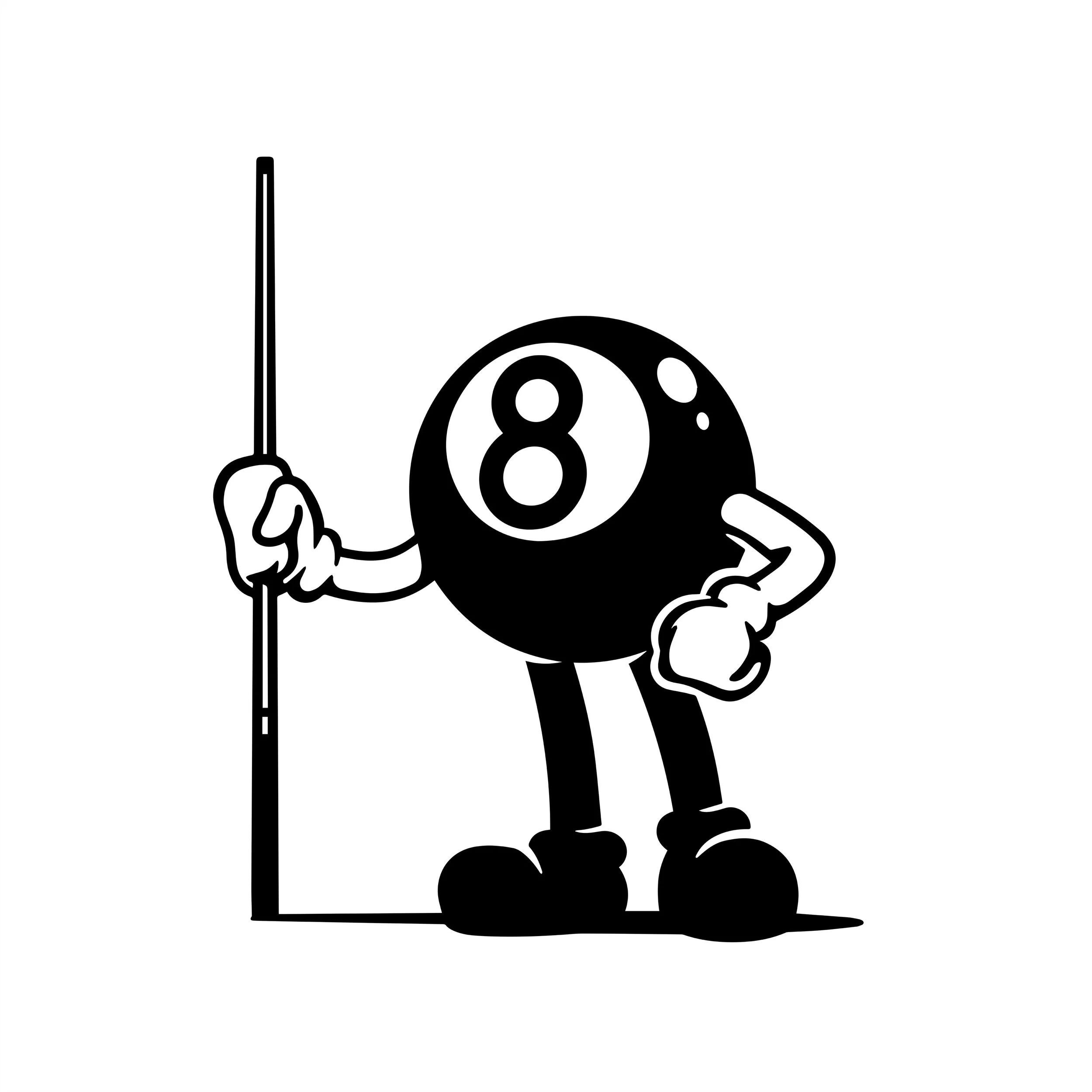 8-ball with pool stick