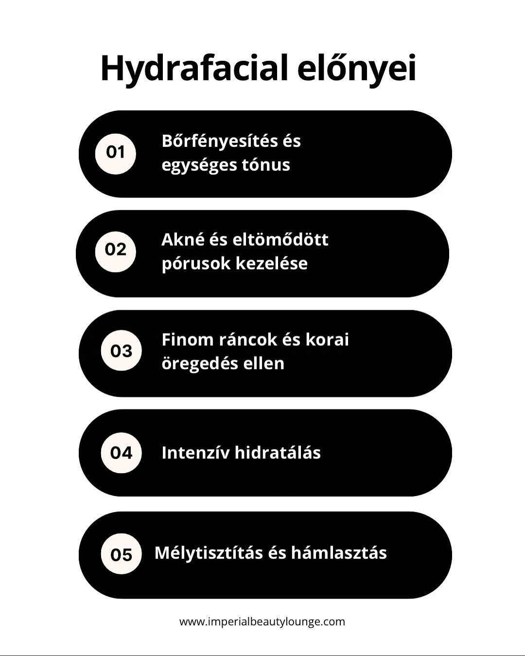 www.imperialbeautylounge.com

HydraFacial💧
Tiszt&iacute;t&aacute;s, h&aacute;mlaszt&aacute;s, hidrat&aacute;l&aacute;s &eacute;s ragyog&aacute;s egyetlen kezel&eacute;sben.