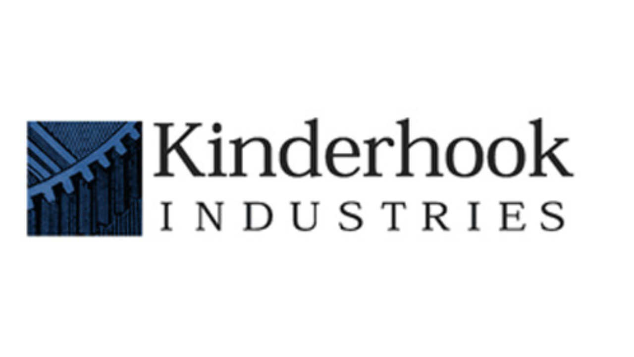 Kinderhook Industries logo with blue gear and black text