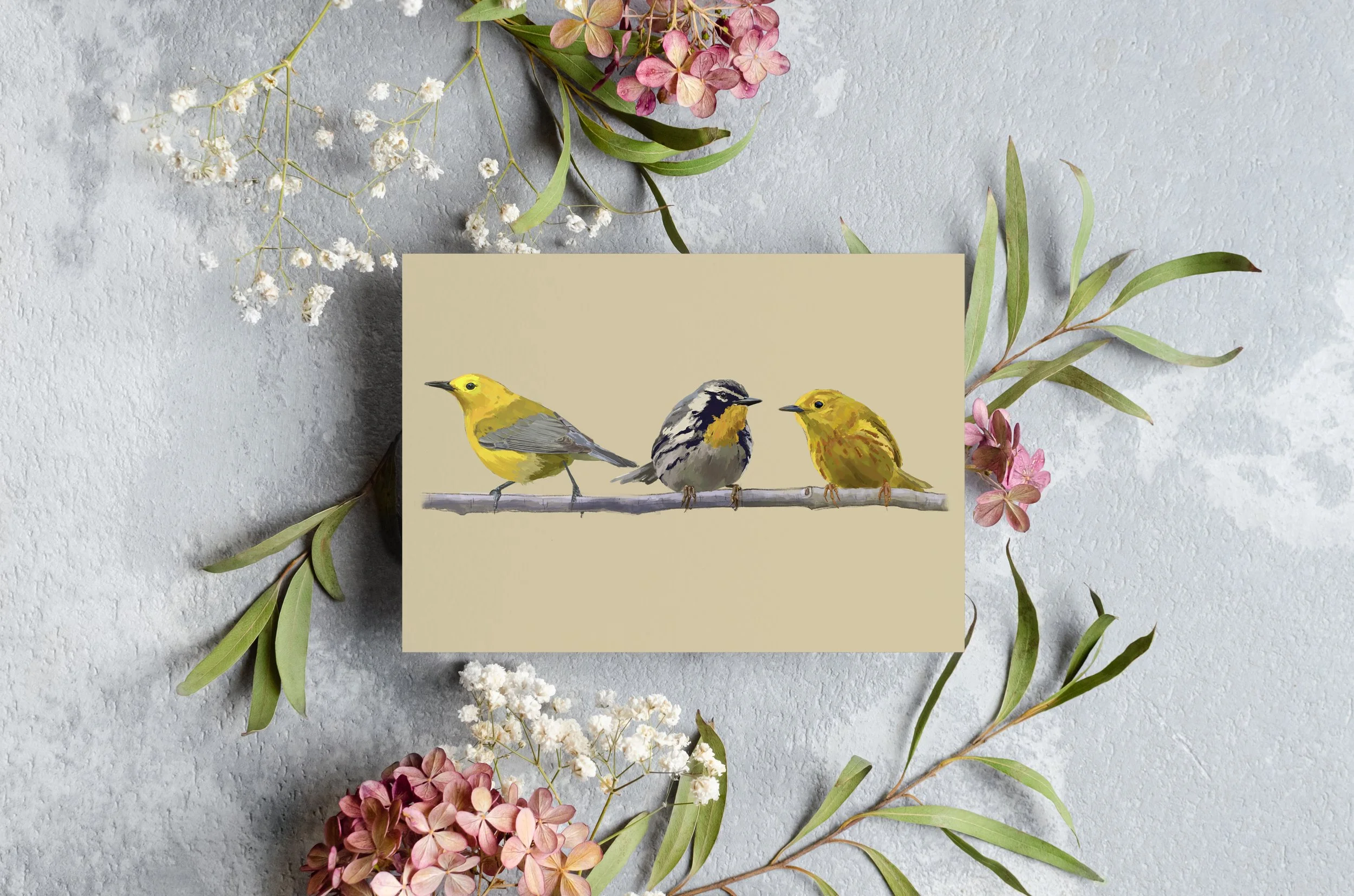 Three Warblers Greeting Card.jpg