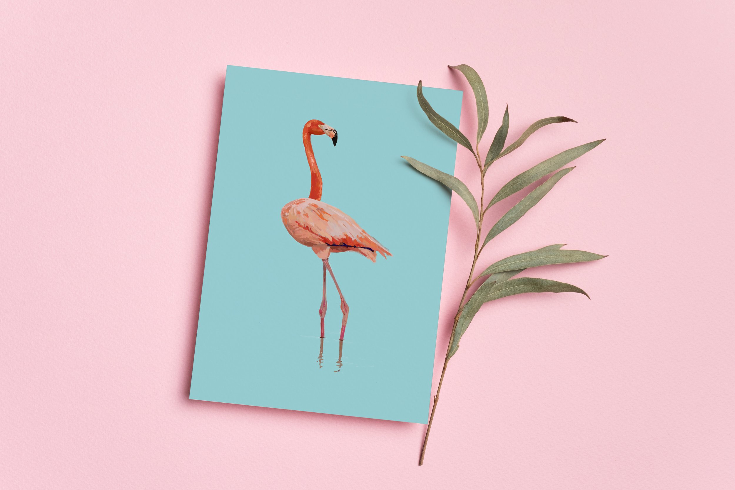 Blue Flamingo Greeting Card.jpg