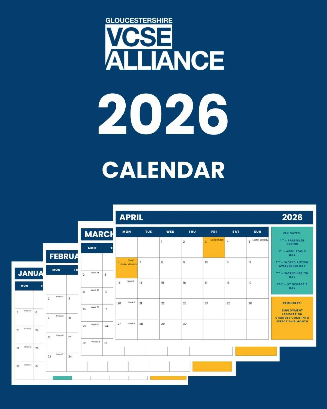 We&rsquo;ve put together a downloadable 2026 calendar, bringing together important dates, bank holidays, and key reminders to support your planning for the year ahead.

👉 Download here: https://www.glosalliance.org.uk/latest-sector-news/gloucester-v