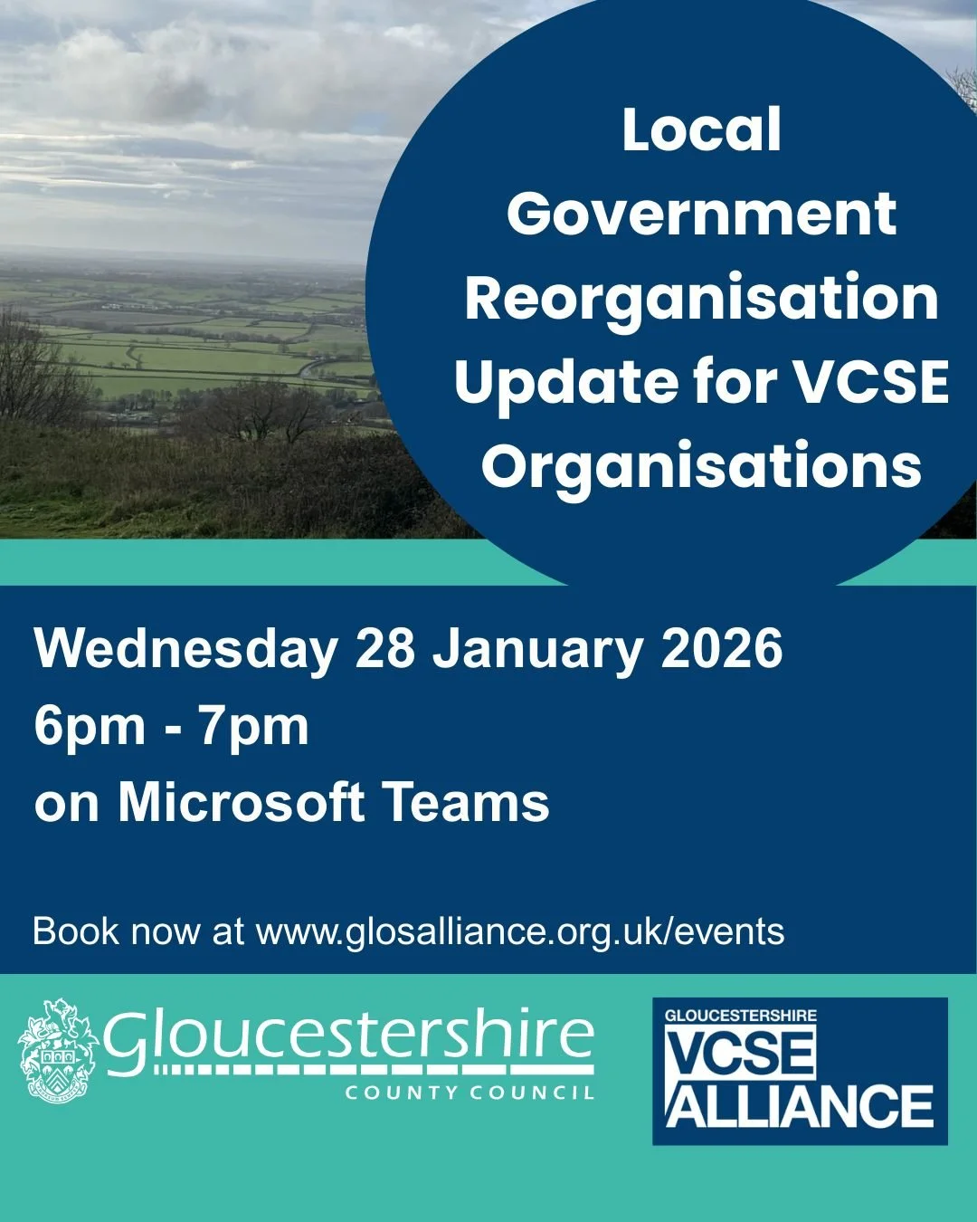 If you're wondering what's happening with Local Government Reorganisation (LGR) in Gloucestershire, book onto our next briefing session, specially for VCSE organisations.

Taking place on Wednesday 28 January 2026 between 6pm and 7pm, the session wil