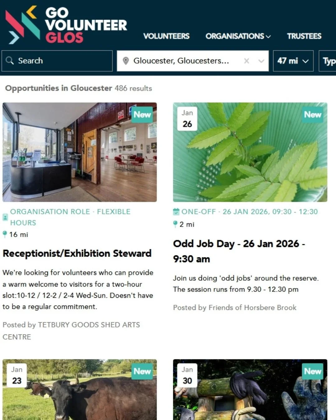 If you're thinking about your New Year's Resolutions for 2026, it's a good time to visit Go Volunteer Glos to see if you can find a volunteering role to suit you.

https://www.govolunteerglos.org/volunteer/Gloucester,+United+Kingdom/opportunities?sea