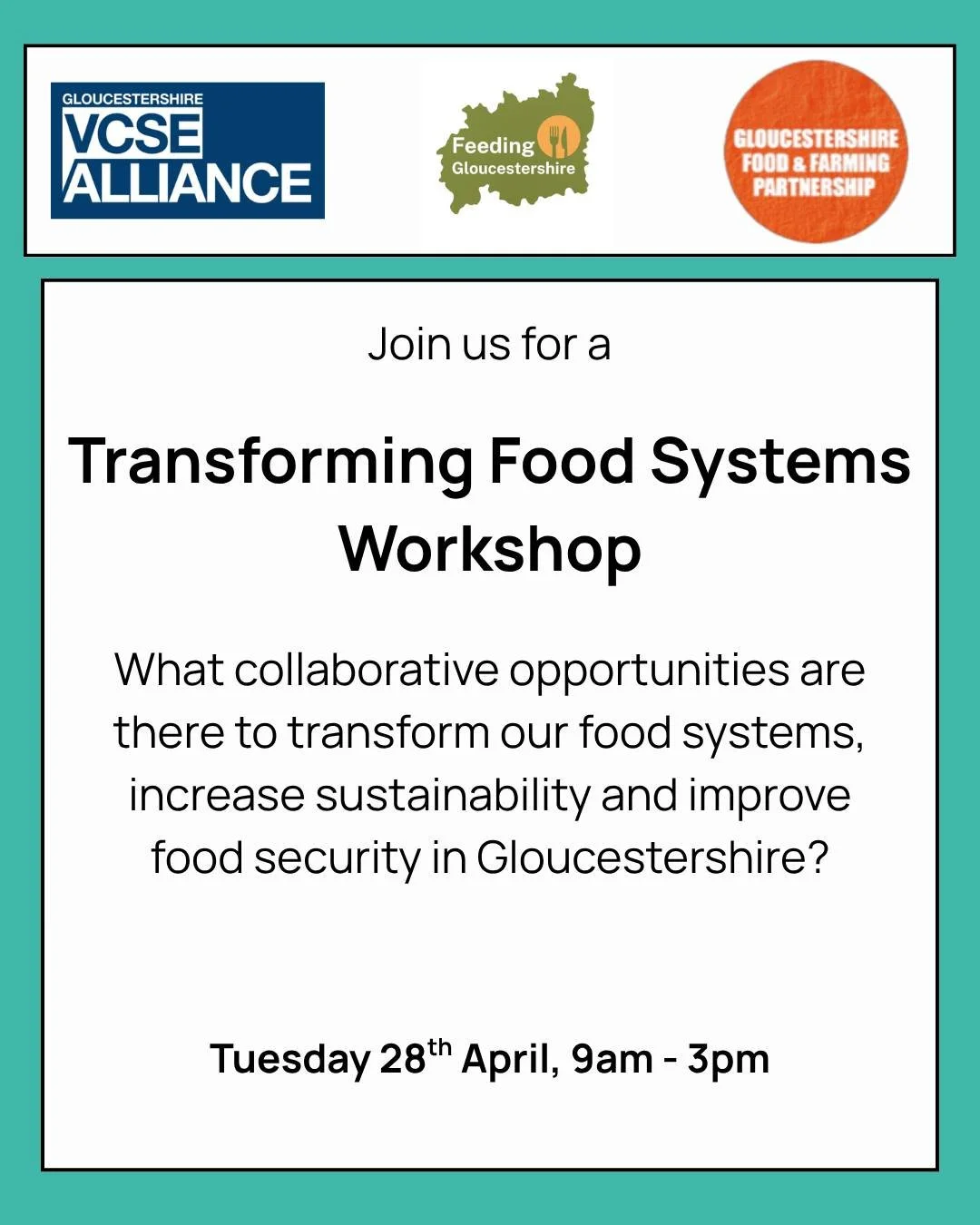 What collaborative opportunities are there to transform our food systems, increase sustainability and improve food security in Gloucestershire? 

Join us for a "Transforming Food Systems" workshop, focused on uniting rural and urban communi