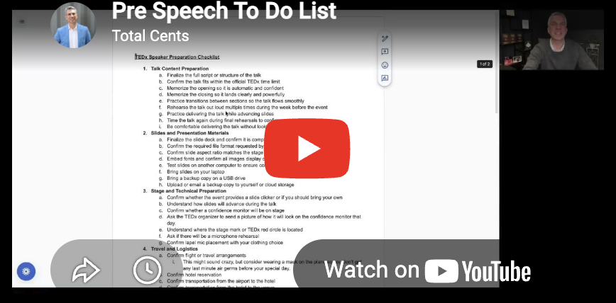 Pre Speech To Do List