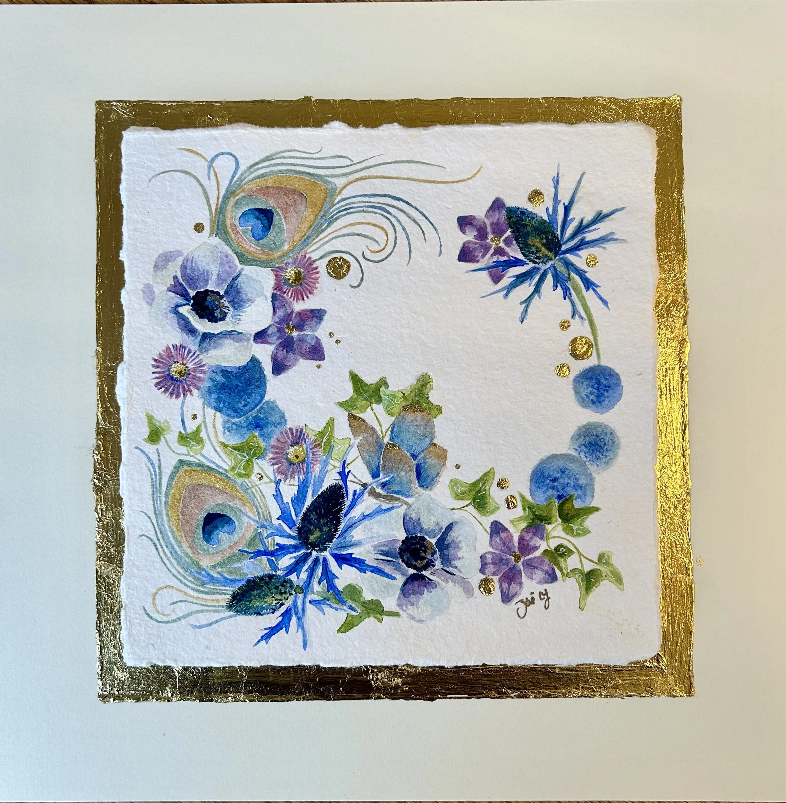 Meadow Treasures: Emerald Watch- Original Mixed Media available framed £115