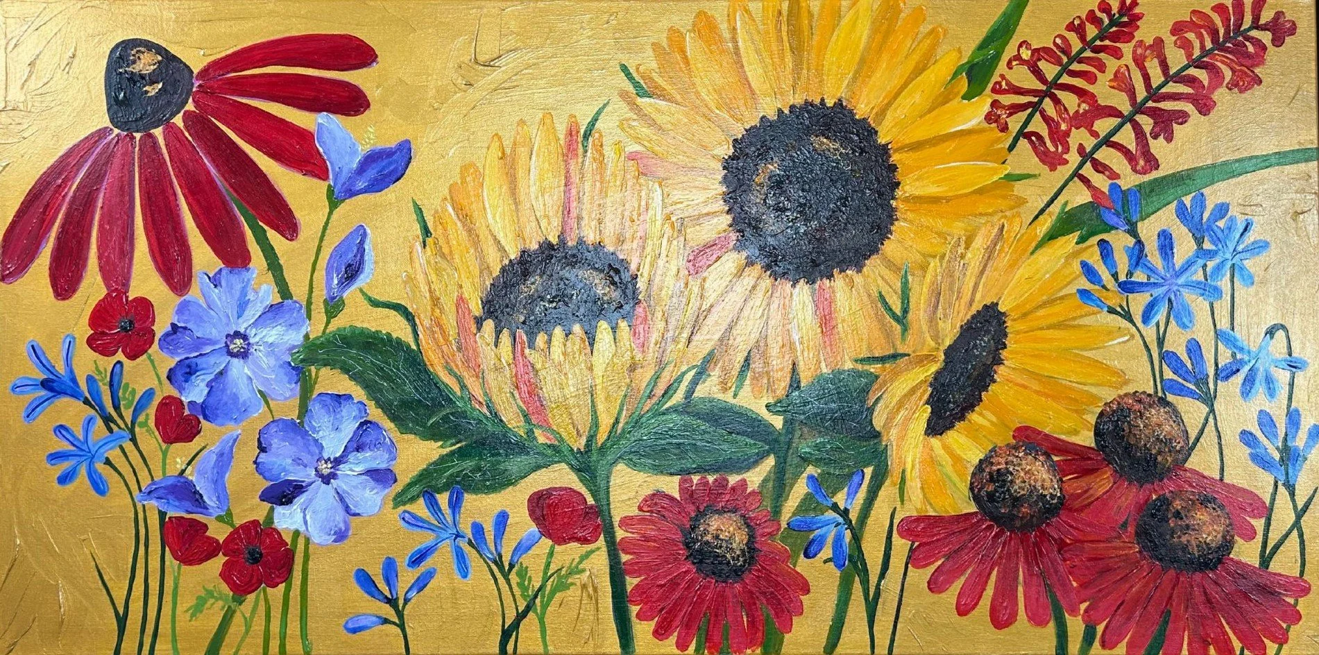 Sunset Fiesta - Acrylic on canvass 100cm x 50cm Available framed £540