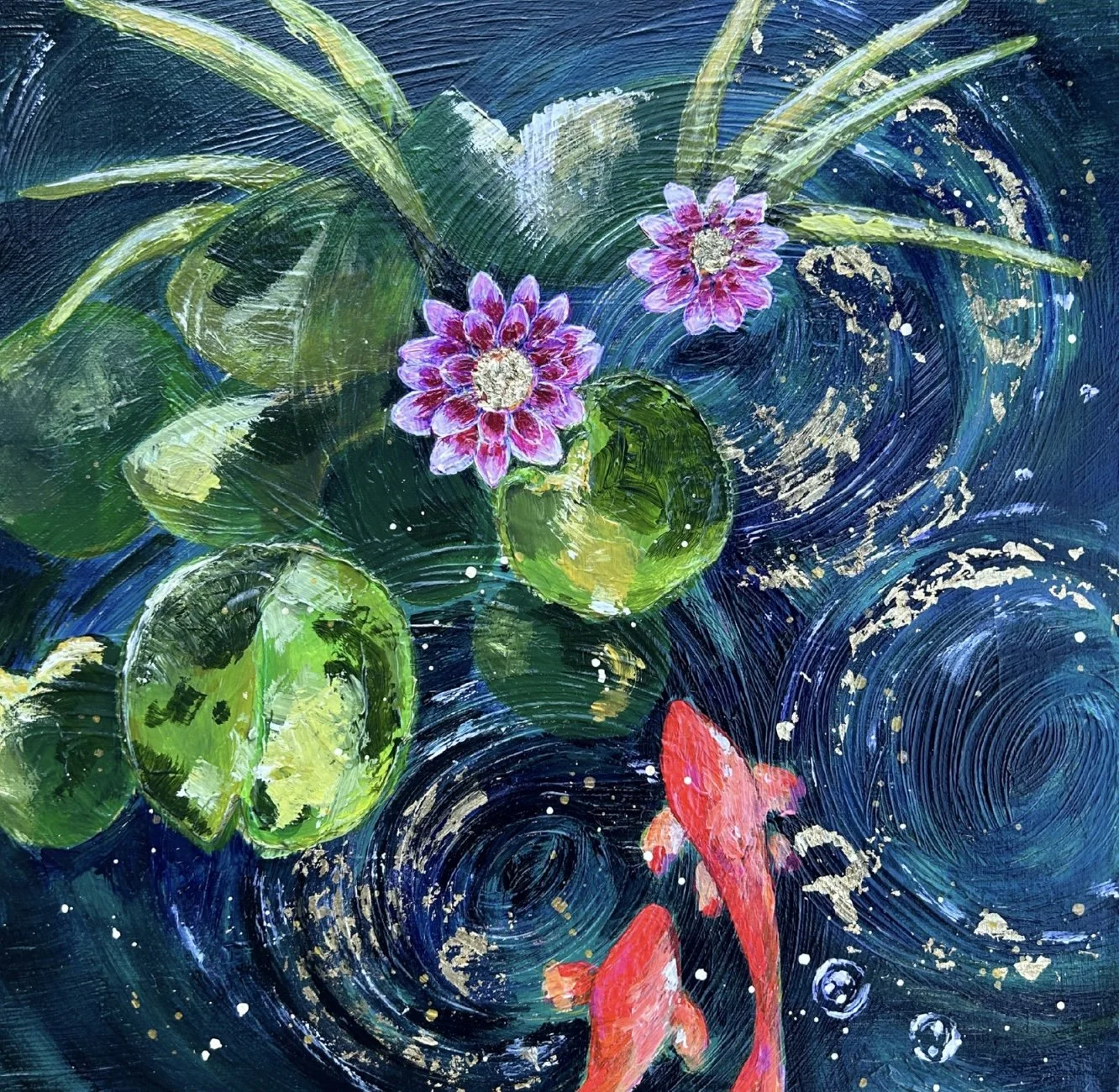 Beneath the Water Lilies - Original acrylic on canvas £120 unframed