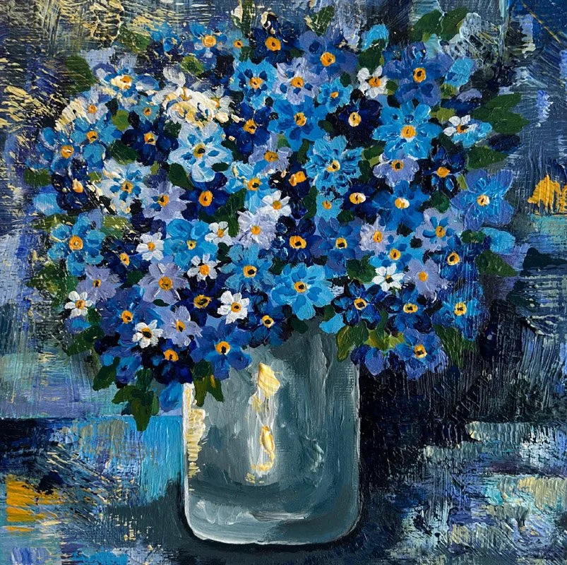 Forget me Not - Original acrylic painting available mounted £80
