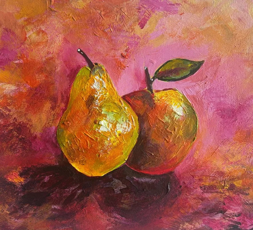 Fruit in Pink - Original acrylic painting available framed £100
