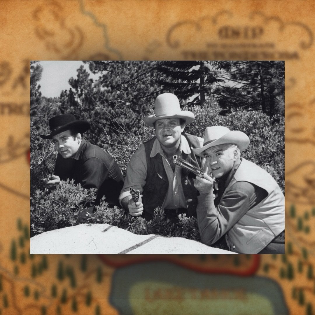 A great BTS shot of Dan, Pernell and Lorne. 🔥 

#yeehawbonanza #bonanza #classictv #western #lornegreene #danblocker #pernellroberts