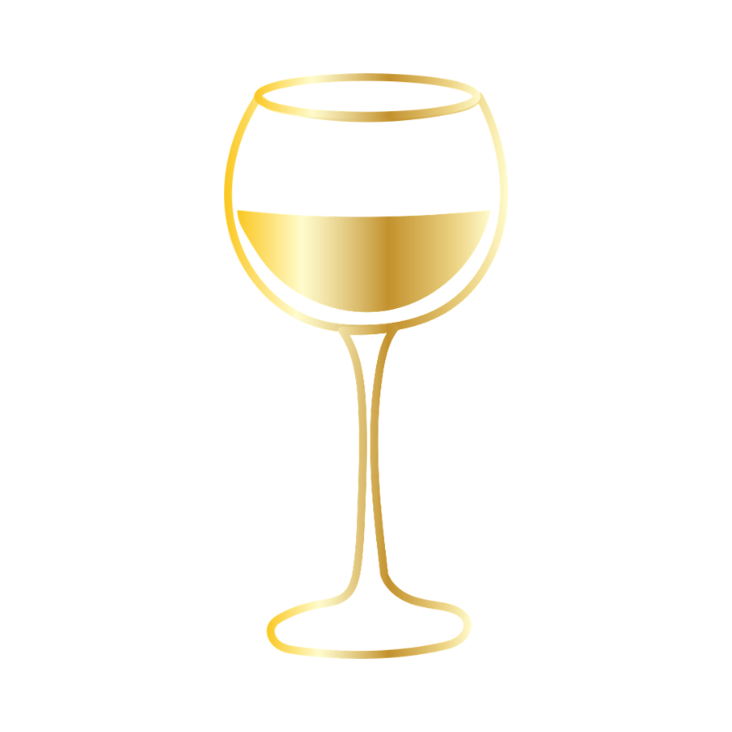 Illustration of a wine glass filled with white wine.