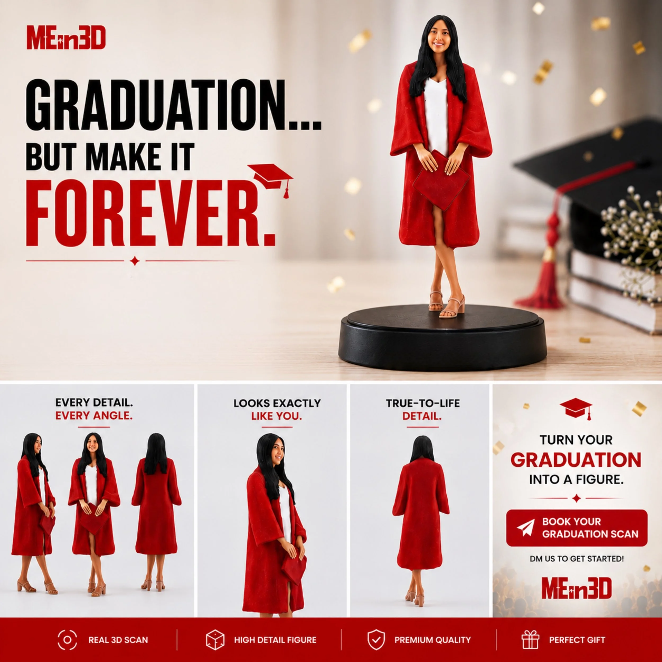 Looking for the perfect graduation gift? 🎓

We turn real people into custom 3D figures &mdash; detailed, personal, and made to last forever.

DM us to reserve your graduation scan.

#MEin3D #Graduation2026 #GradSeason #GraduationGift #CustomFigure