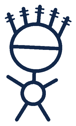 Stylized graphic of a stick person with five senses coming from the head to represent the five senses of the human body.