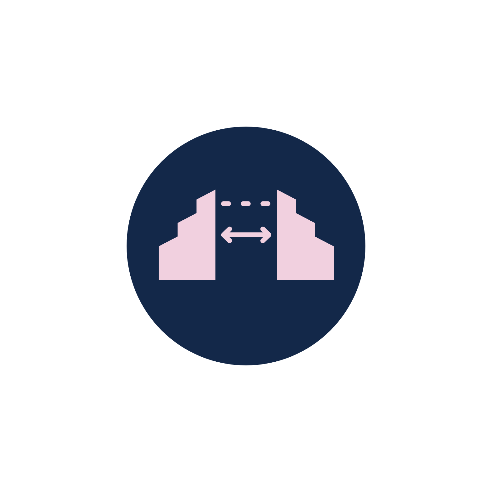 Icon of two walls with arrows indicating distance between them.