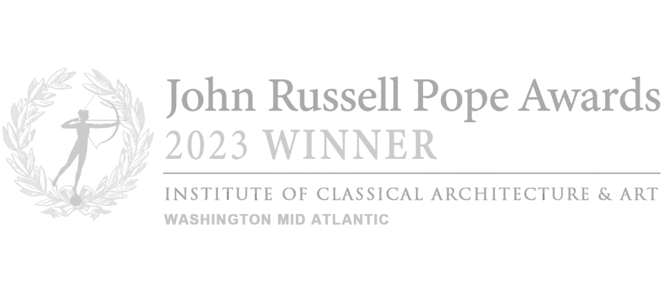 Kimmel Interiors - John Russell Pope Award Winner 2023. Recognized for superior craftsmanship and classical design integrity in the Washington Mid-Atlantic region.
