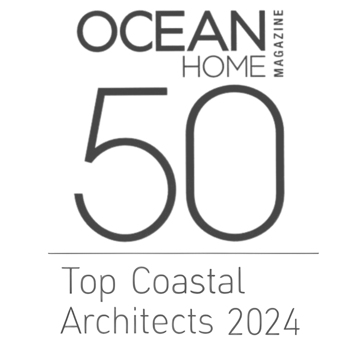 Ocean Home Magazine 2024: Top Coastal Architects and Ocean Home of the Year Award Badge for Kimmel Interiors - Excellence in coastal residential design.