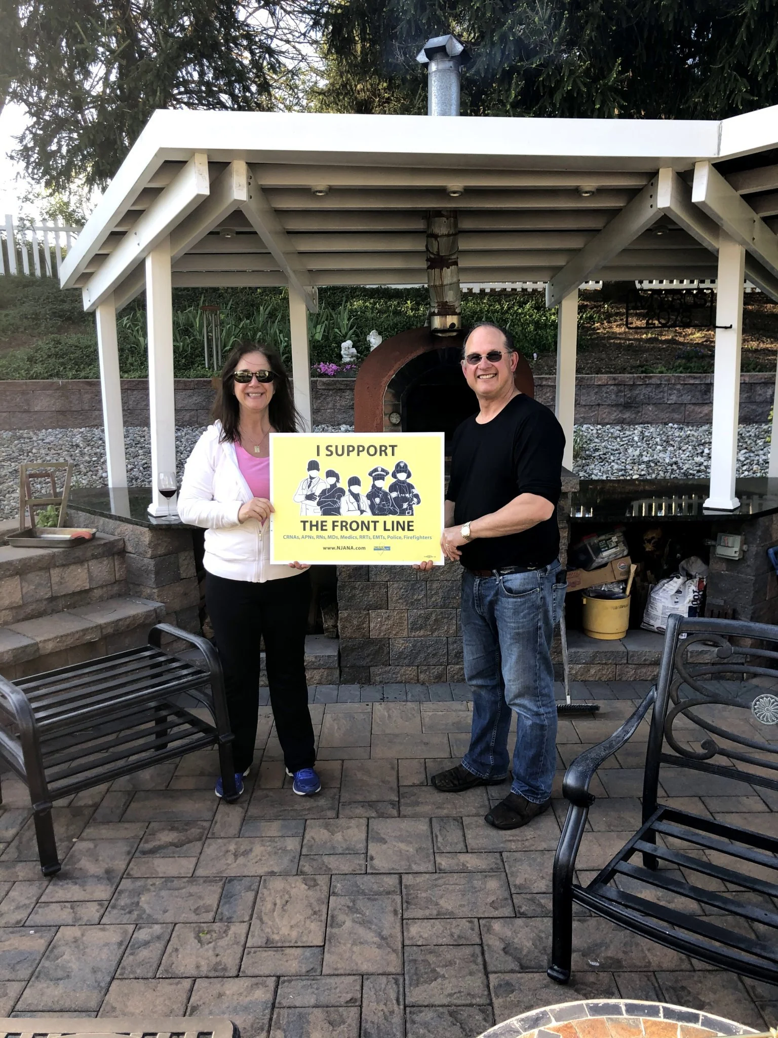 During COVID-19, NJANA CAREs sold signs to support frontline workers and the local restaurants providing them meals. Thanks to our community, we raised over $5,000 for causes across New Jersey.
Pictured: Tracy Castleman, President of NJANA CAREs an