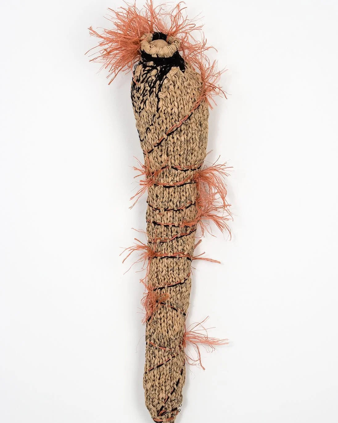 #eileenbraunart I have been moving forward experimenting with knitting my factory discard-paper and bale cording into a more 3D form. The forms are reminiscent of my earlier work with rattan reed. I have recently added another salvaged fiber which I 