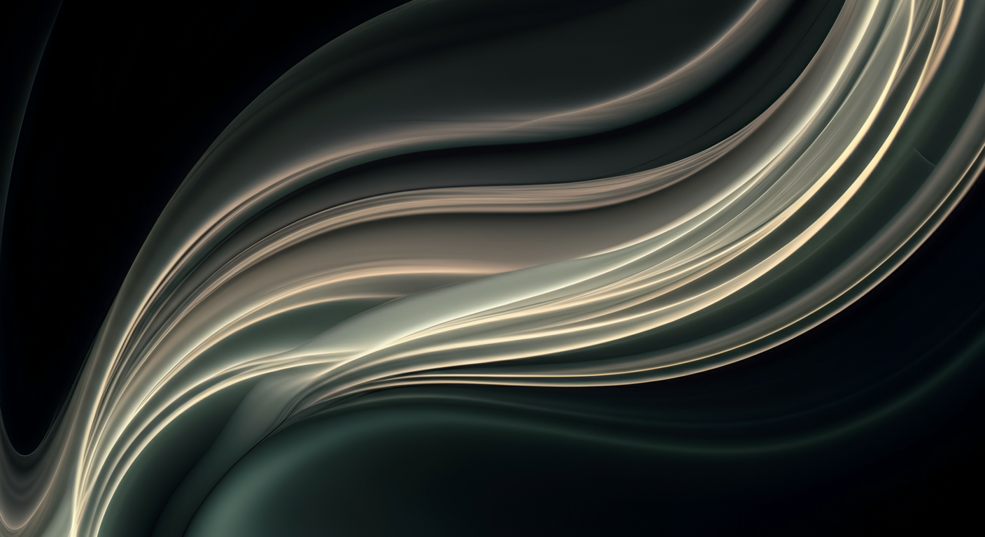 Abstract digital artwork featuring flowing, curved lines in shades of black, gray, and cream.