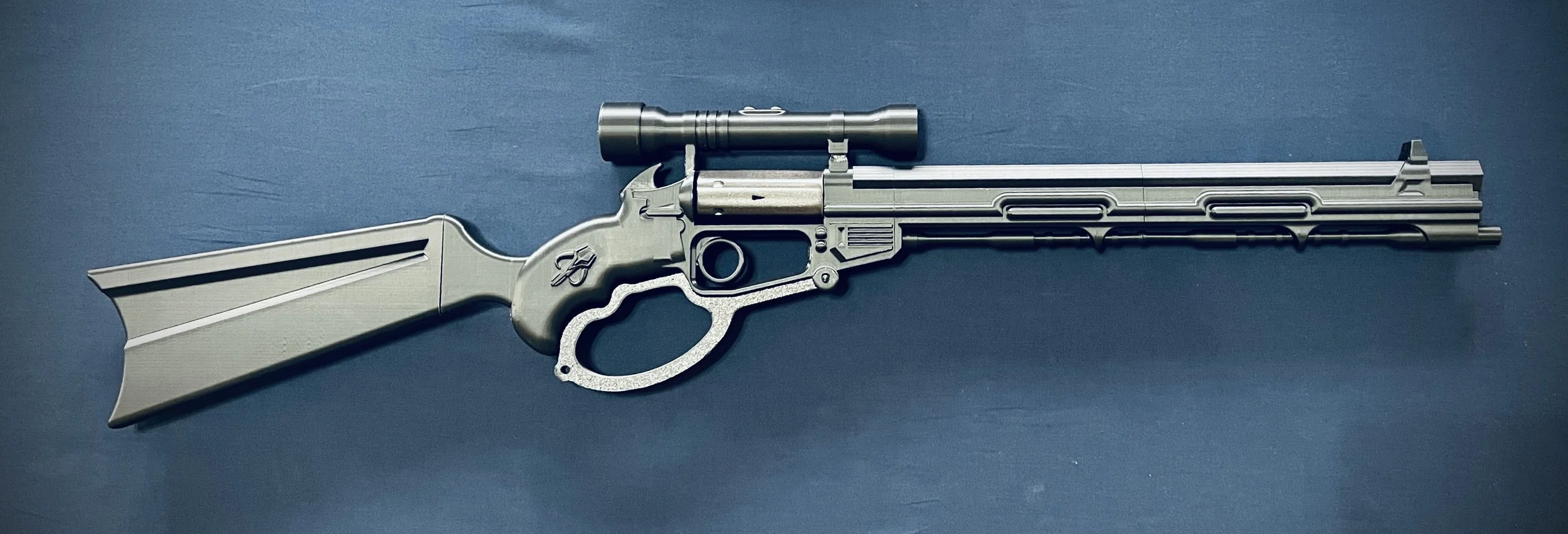 A raw print model of 3D Printed Lever Action rifle for cosplay.