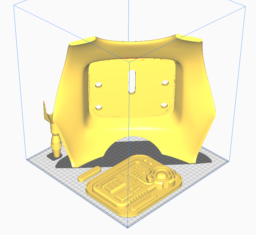 Virtual image of 3D printed cosplay armor backplate.