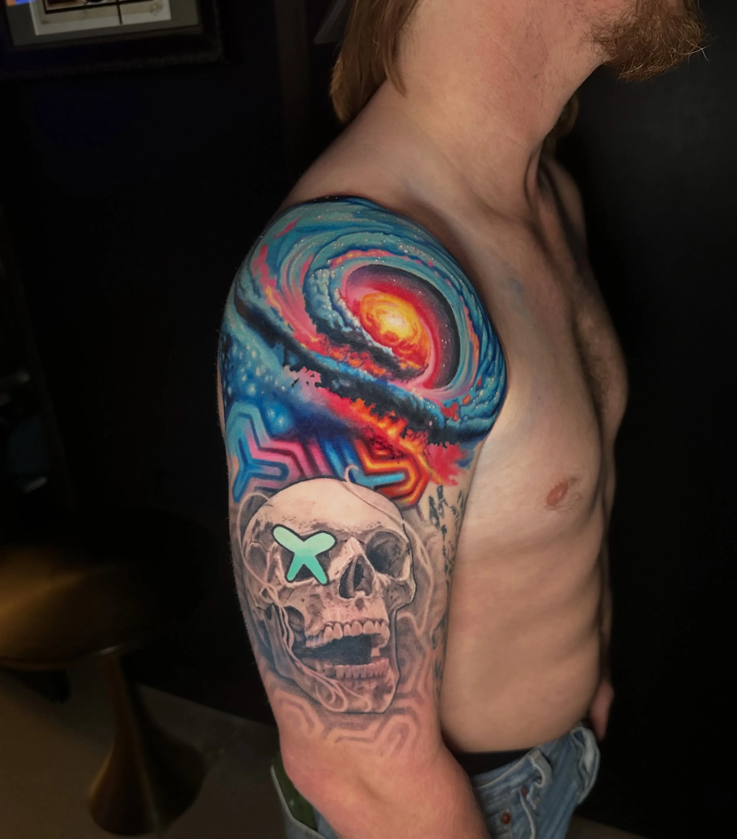 Color⚡️storm piece by @diegozion 🌈 #facesinthedark #facesinthedarktattoo #colorrealismtattoo #tattoosnob #atxtattooartist