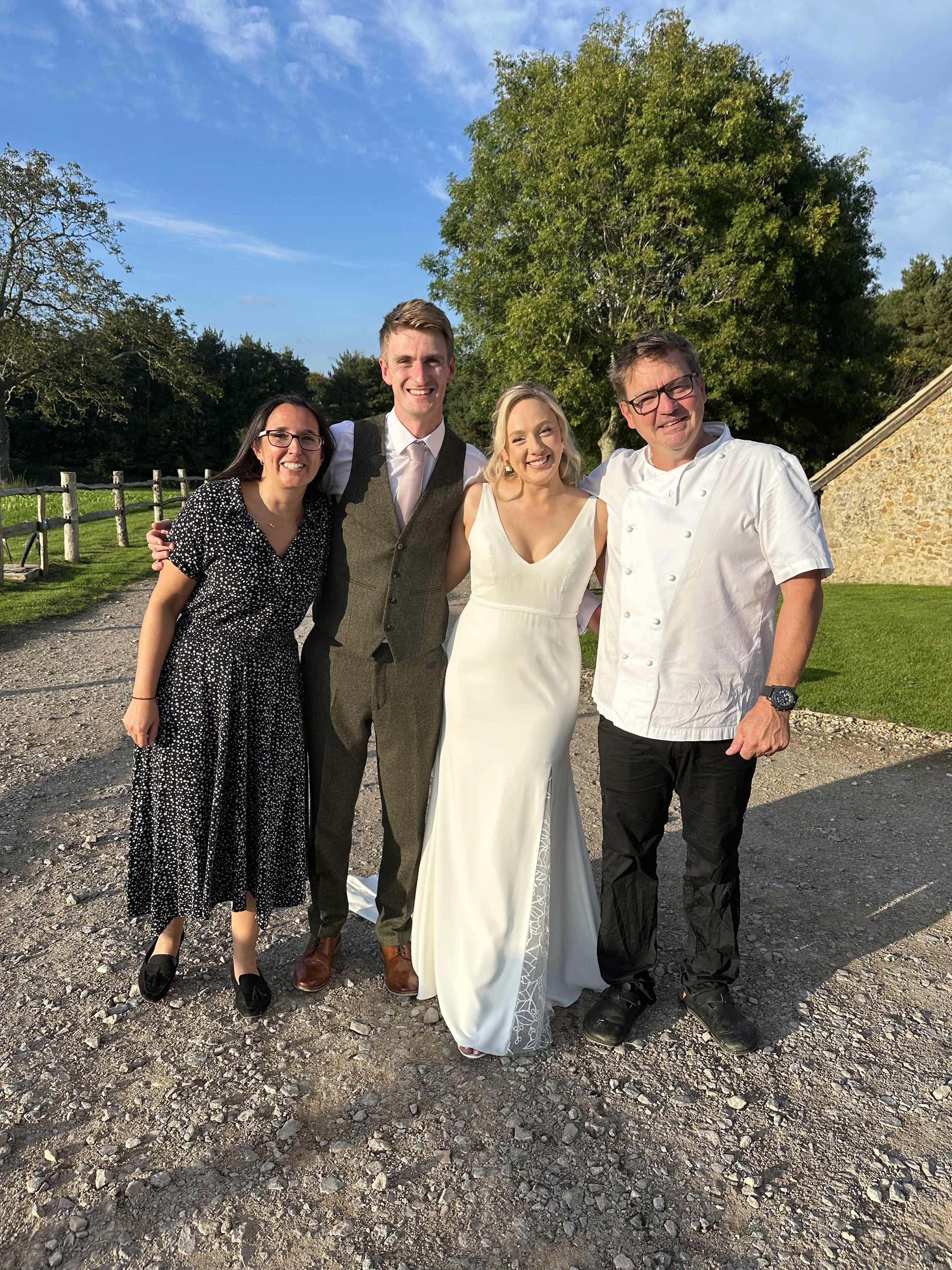 Wedding business owners in Somerset at a wedding with a Bride and Groom.