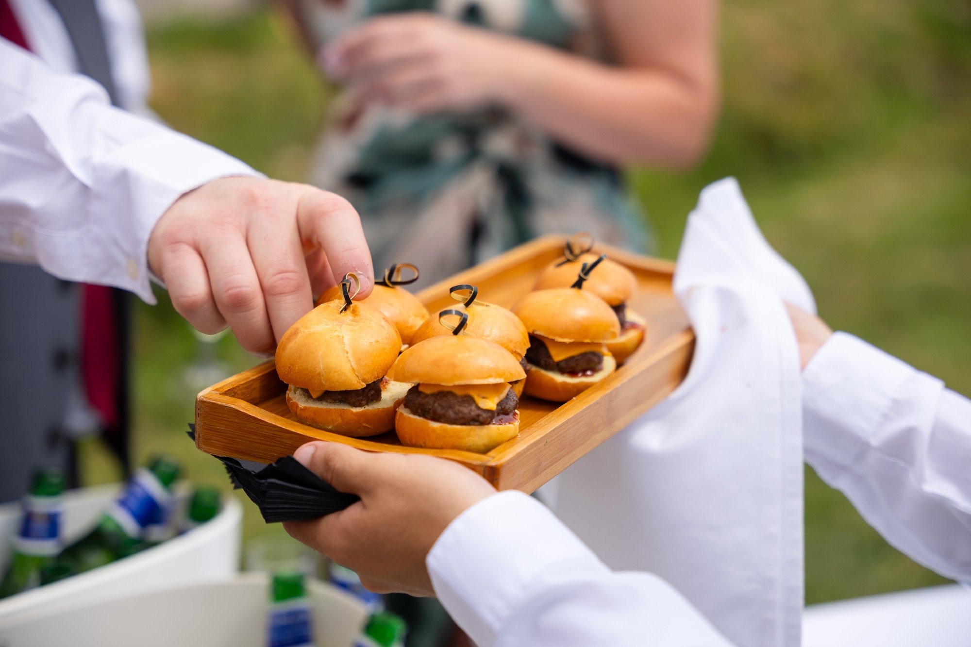 wedding canapes at rustic wedding - spiros at dyffryn springs